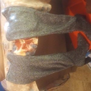 10  4.5 " Heel black sparkle stretch tall Boot